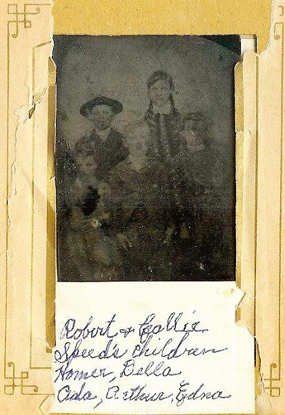 Granny Album Page 10_2.jpg - These were the children of Robert Stewart Speed (1851-1894) and Nancy Caroline Burgess (1852-1925). It is believed the photo was taken around 1886 in Denton County, Texas.